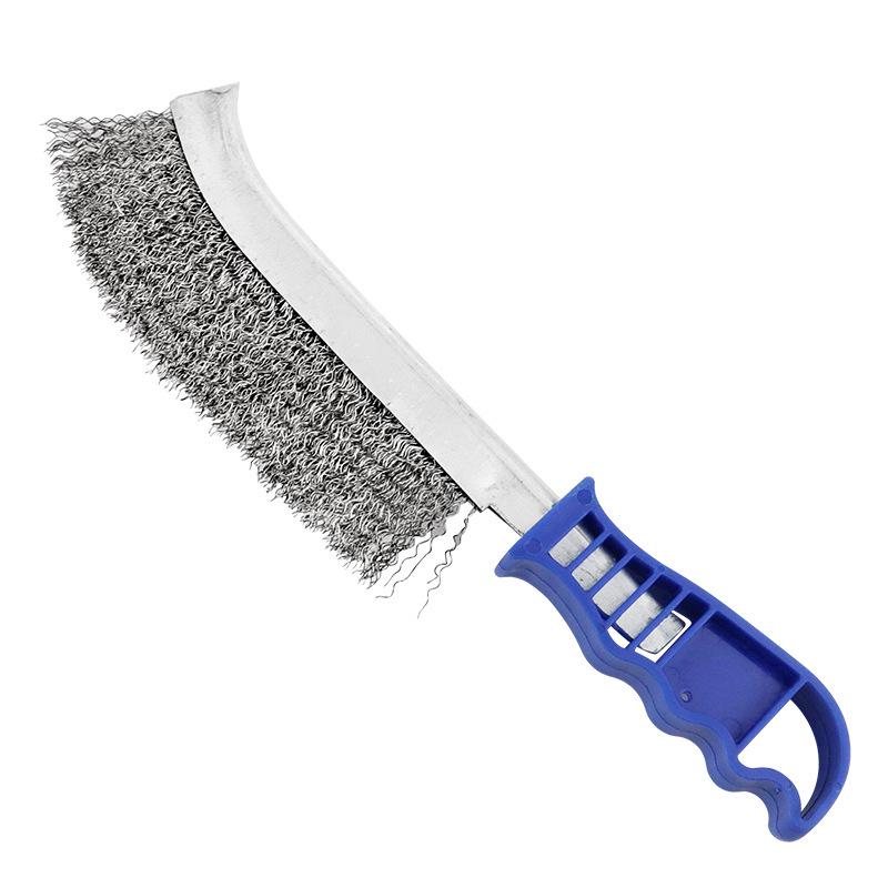 Steel Wire Brush with Plastic Handle - Stainless Steel & Copper Plated, Knife Type for Rust Removal and Cleaning