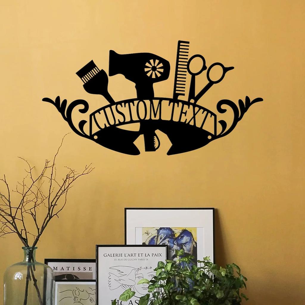 Custom Hair Salon Metal Sign, Hair Stylist Gift Wall Decor, Barber Shop Art, Personalized Beauty Salon Plaque