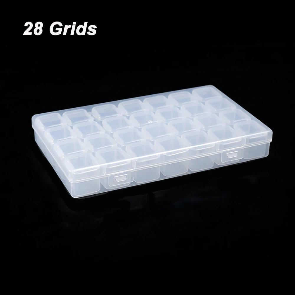

1pc 28 Grids Plastic Storage Box Adjustable Compartments for Jewelry Diamond Embroidery Art Craft Accessory Organizer Case