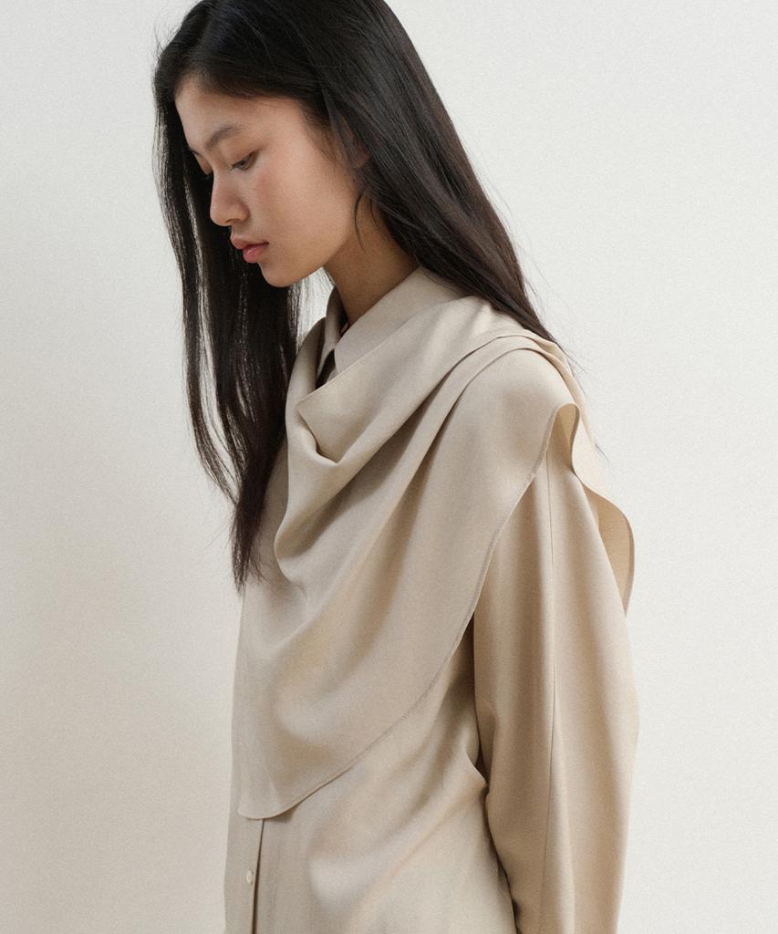 Towave Layer Shirt Dress_Khaki Beige