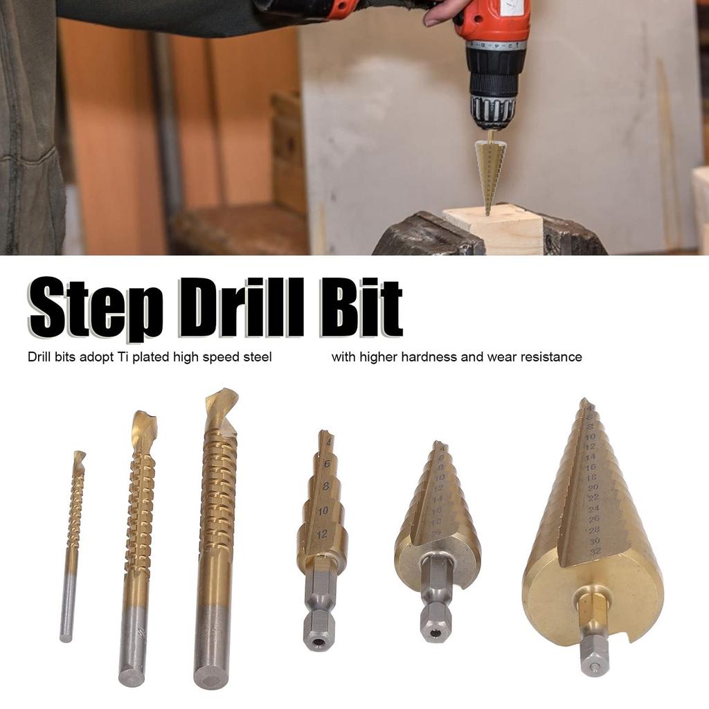 Versatile Professional Step Drill Bits Set 118 Degree X Cut Tip Wear Resistant Coating For Precise Metalworking Projects