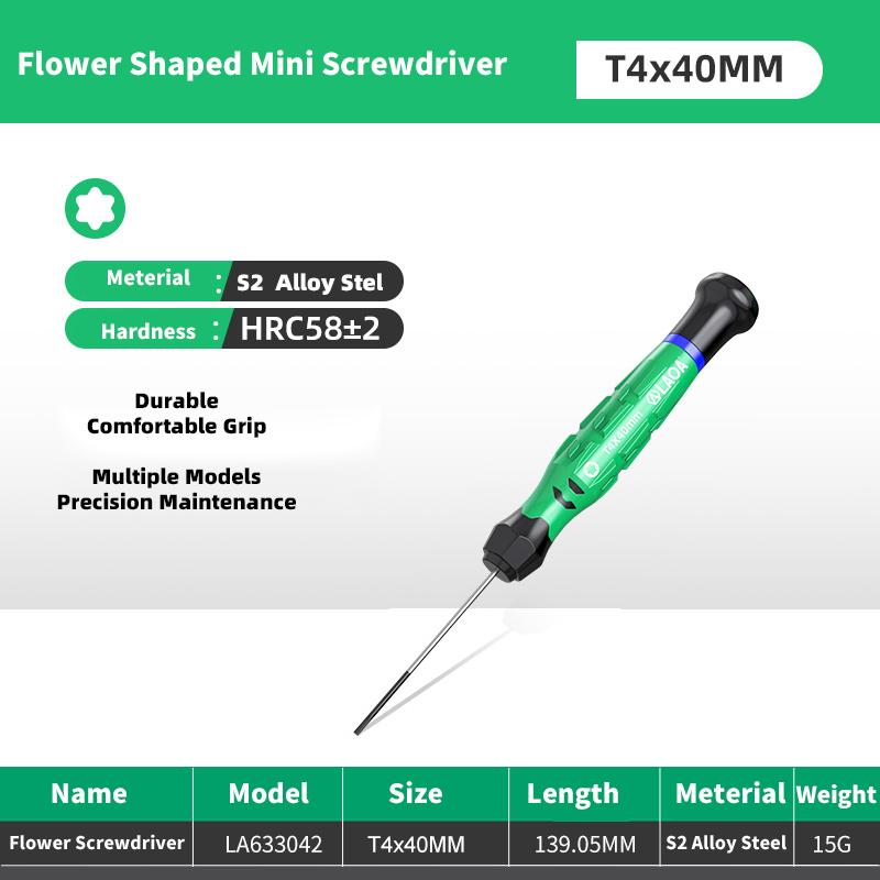 1pc Mini Torx Screwdriver featuring Magnetism S2 Alloy Steel Pozi Screwdrivers Flower Shaped Screwdriver T5-T20