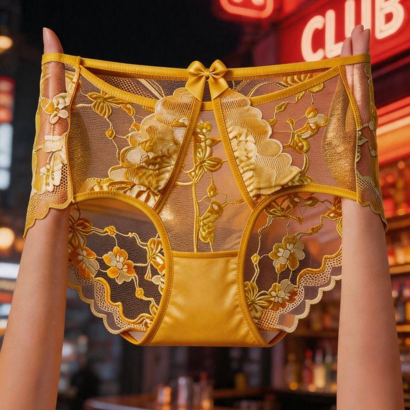 Ladies Summer Gentle Sexy Light Luxury Embroidery Lace Comfortable High Waist Triangle Briefs