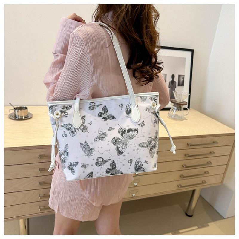 Fashion Printed Butterfly Large Bag for Women 2024 New Style High-end Large-capacity Tote Bag Casual Temperament Shoulder Bag