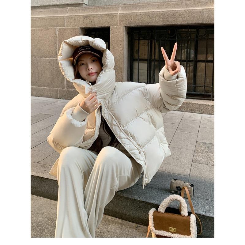 New down padded clothes women's short coat thickened padded jacket loose hooded winter small bread padded clothes