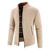 Men's plush sweater cardigan plus size men's stand-up collar warm knitted jacket youth