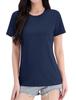 TACVASEN Damen Kurzarm Sport-T-Shirt, Schnelltrocknend, UPF 50+, Fitnessbekleidung, Kühlendes T-Shirt zum Laufen, Stretch, Leicht, Marineblau, Größe 2XL