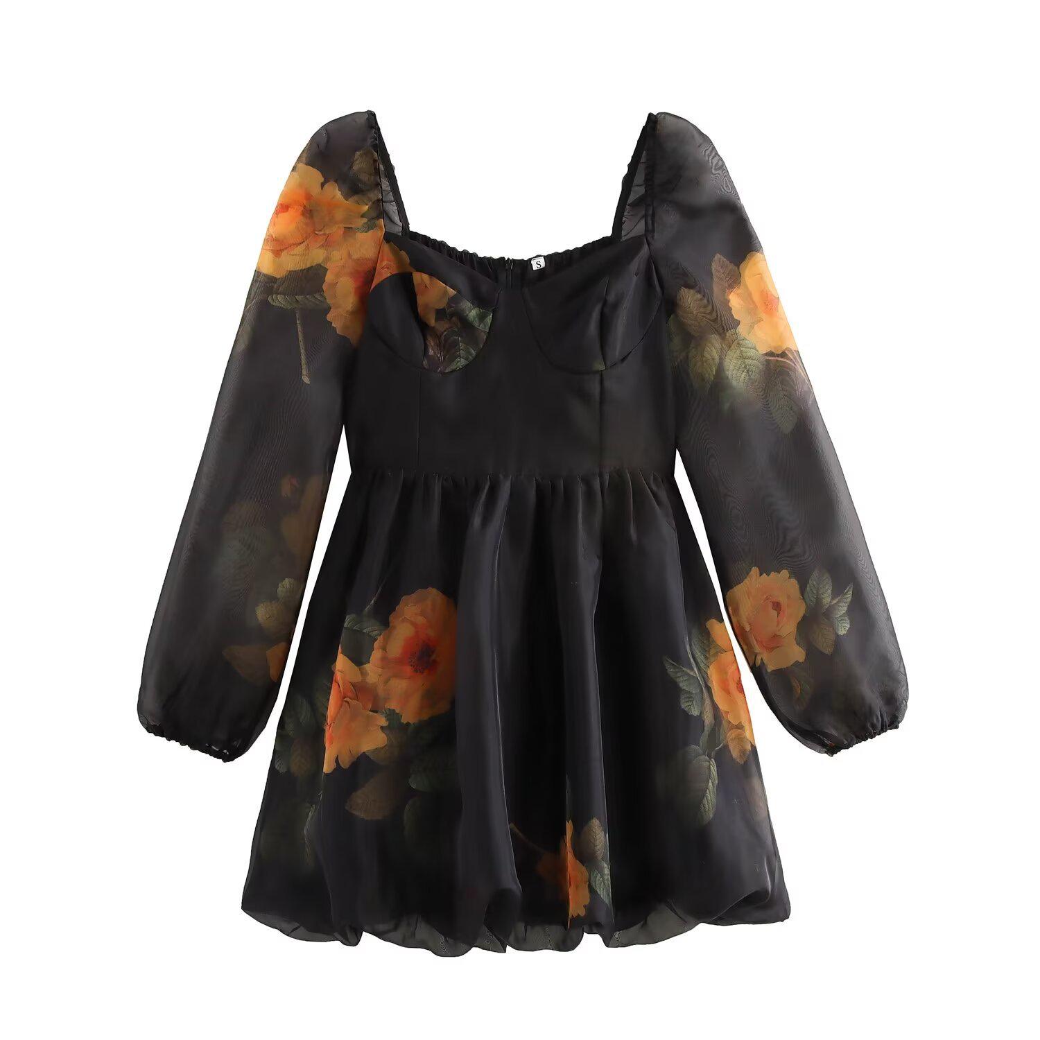 

2024 Осень Женская Европейско-Американская Мода Юбка из Органзы с Принтом Тюльпанов Medium цветочный