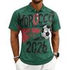 Men's World Tournament Series Casual Printed Polo Shirt Button Short Sleeve Top with Graphic Design for Sports and Leisure