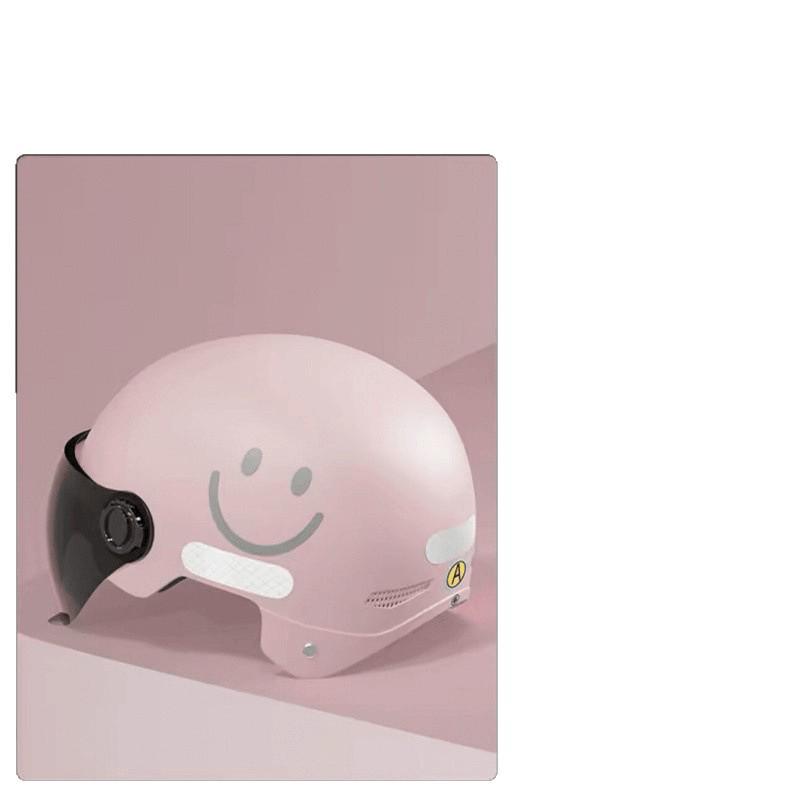 Certified Smiley Face Motorcycle Helmet - Sun Protection, Electric Scooter Battery, Summer Use, Half-Cover Design