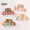Smooth Surface Hair Clip Claw for Women, Hollow Widened with Curved Transparent Anti-Slip Teeth, Acrylic Rainbow Design Accessory Teeth