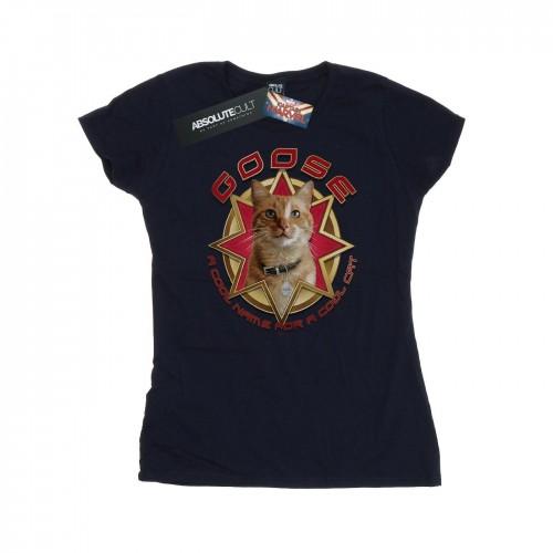 Marvel Womens/Ladies Captain Marvel Goose Cool Cat Cotton T-Shirt