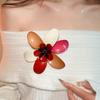 Glass Acrylic Big Flower Badge Pin Exaggerated Vintage Colors Clothes Pin  Girls