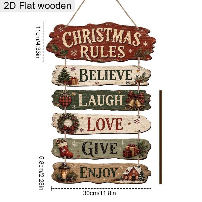 Wooden Christmas Door Hanging Sign Decorative Plaque Holiday Party Home Garden Office Wall Decoration