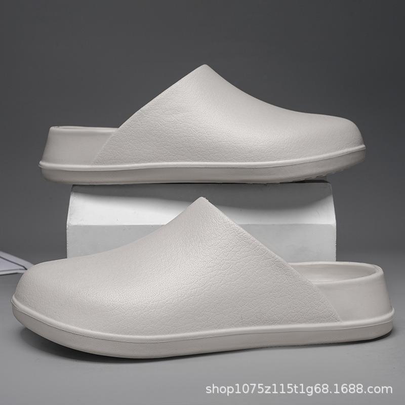 New men's solid color hole shoes platform non-slip wear-resistant fashion simple outdoor beach bag head slippers