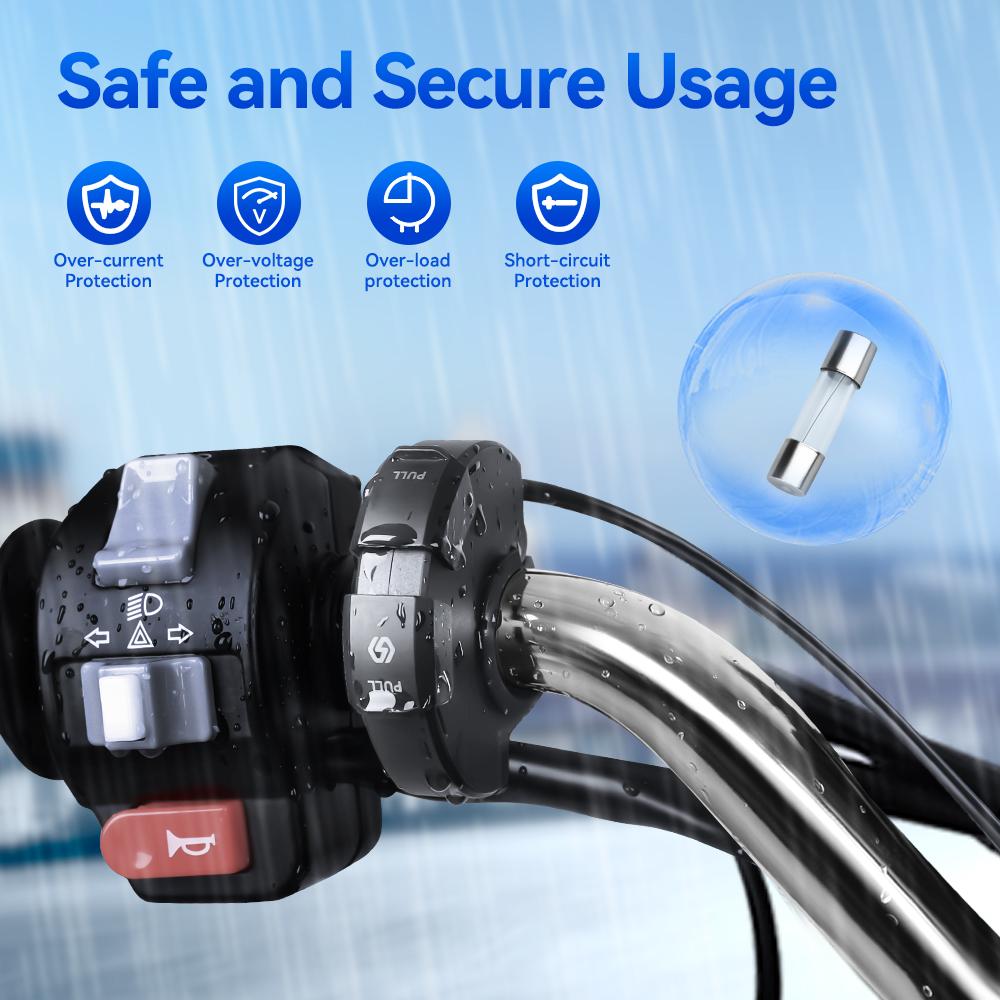 Motorcycle USB Quick Charger, Waterproof Socket with Type-C Cell Phone Port, Mobile Power Socket, Motorcycle Socket,12V