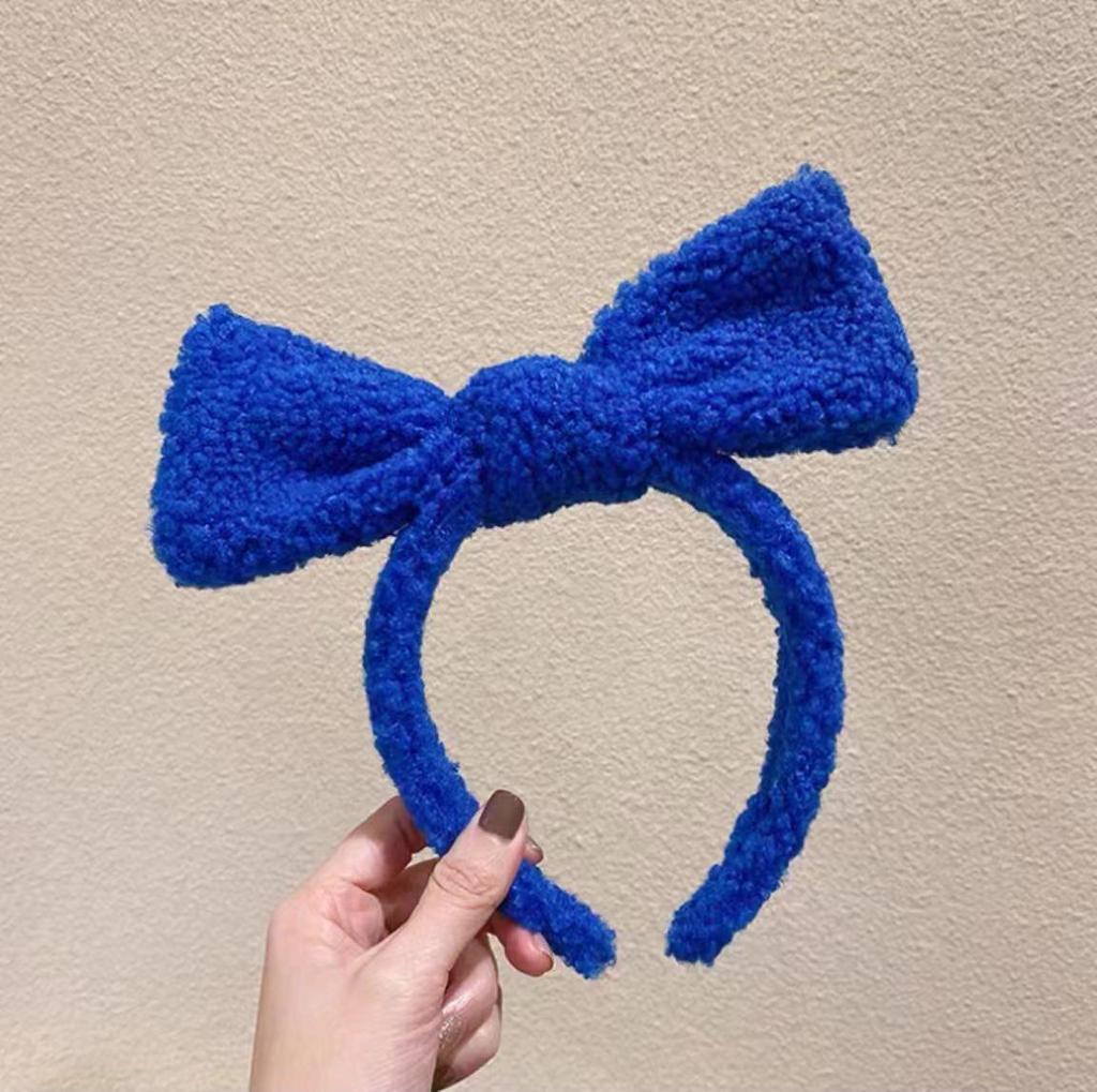 Luxurious Knitted Bow Plush Headband for Autumn/Winter - Face Washing Hair Accessory and Clip