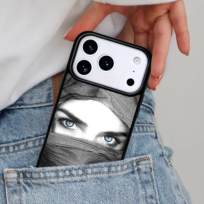 Arab Woman With Niqab Face eye Phone Case for iPhone 16e 15 14 13 12 17 Pro Max Plus Air 17pro Cover Coque