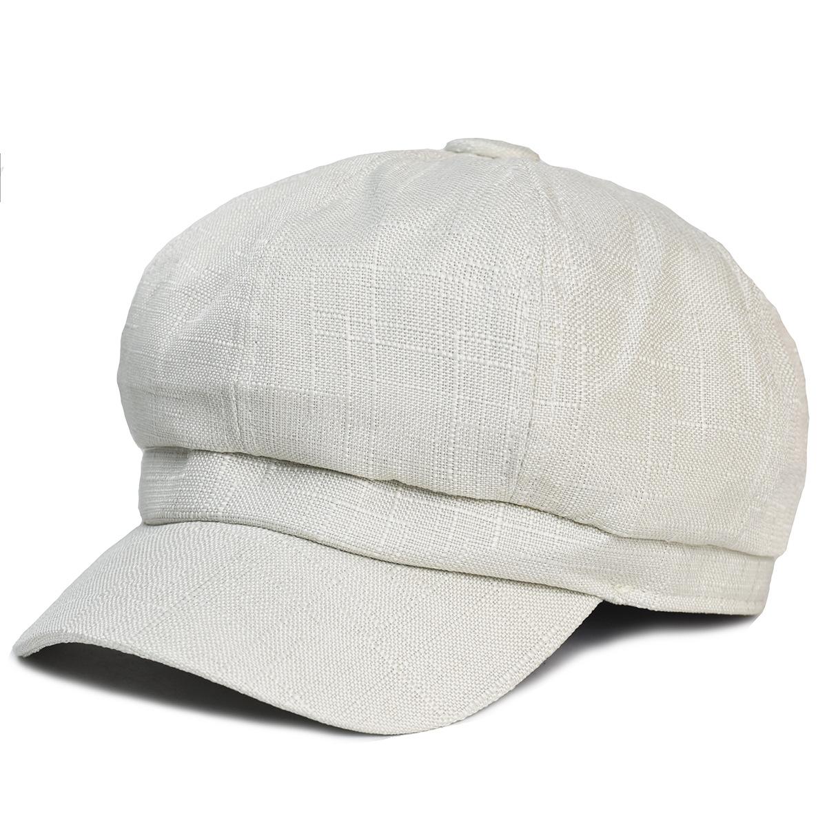 

Британская ретро восьмиугольная шляпа из тонкого хлопка и льна, корейский стиль, персонализированная однотонная утка M(56‑58cm)