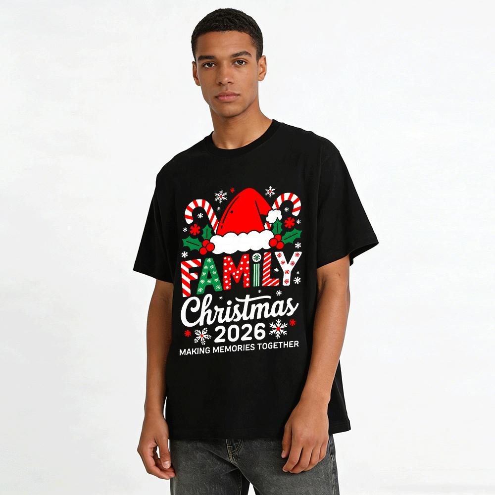 Natale in Famiglia 2026 Creare Ricordi Insieme Magliette Abbinate T-shirt in Puro Cotone