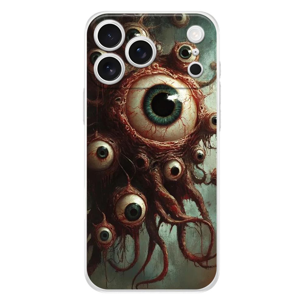 Soft Phone Case For iPhone 17 Air 16E 16 11 15 14 Pro MAX 12 13 7 8 Plus SE Easter Cover Protection Scary Devil Eye Pattern
