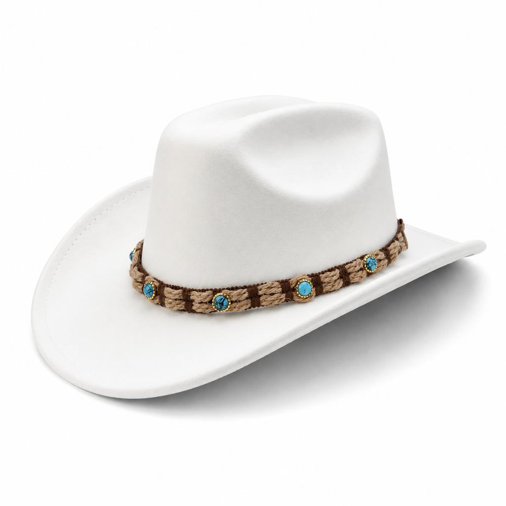 European and American new western cowboy hat ethnic style accessories hat solid color suede one-word cowboy hat