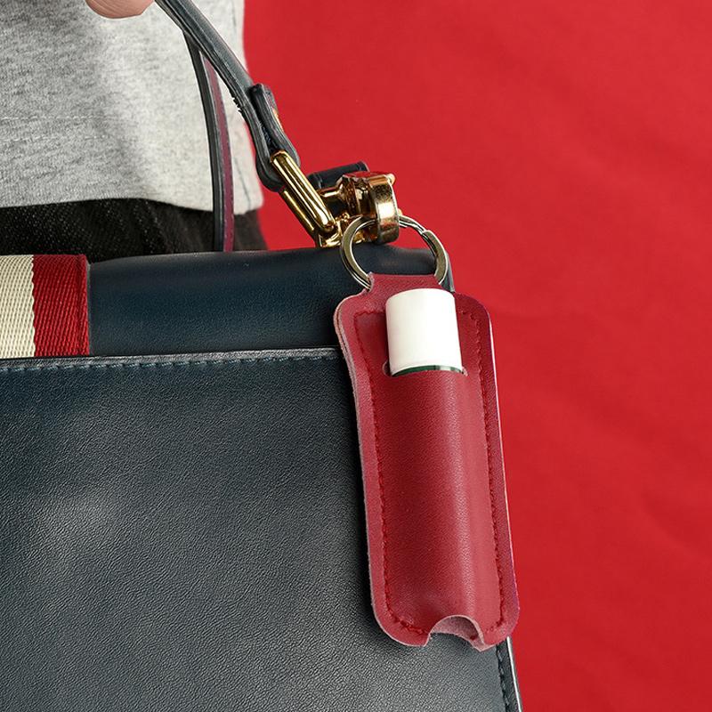 Ruj Luciu de buze Geantă Suport pentru breloc din piele PU Husă pentru chei Inel portabil pentru balsam de buze Ambalaj pentru sticlă Capacă Breloc