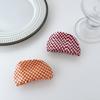 Sophisticated 78cm Acetate Hair Clip Featuring Classic Red White Checkered Pattern For Women Elegant