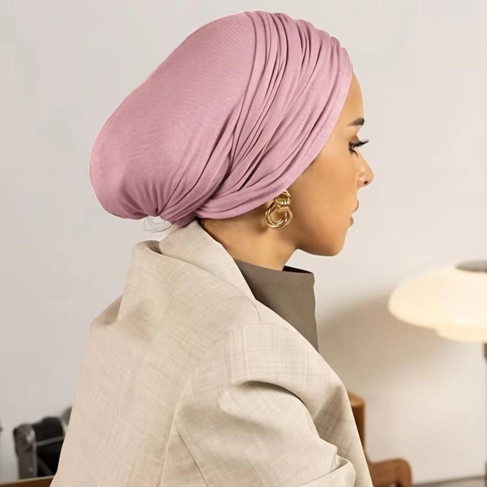 Elasticity Islamic Headscarf Solid Color Headscarf Hat New Pullover Hat All Seasons