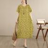 Short Sleeve Plus Size Cotton Vintage Floral New In Dresses for Women Casual Loose Long Summer Dress