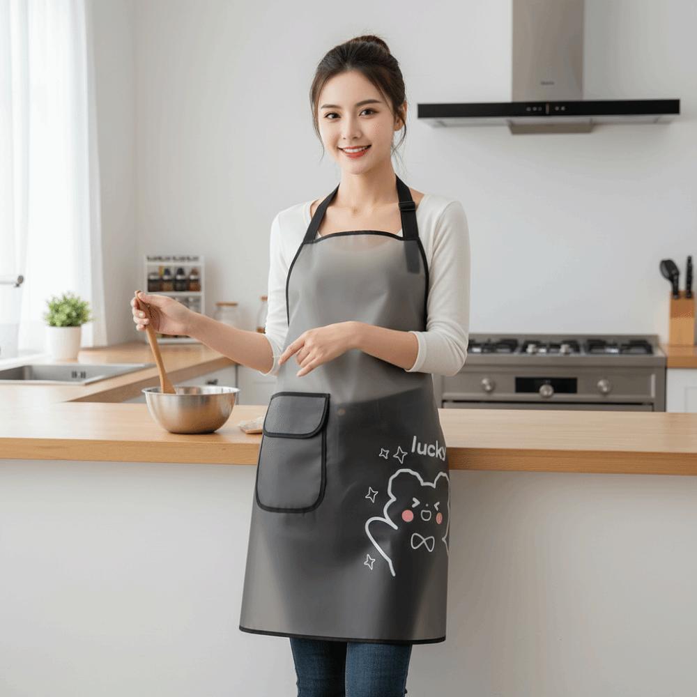 2PCS/SET with Pockets Kitchen Apron Sleeveless Design Oil Proof Apron Workwear Apron  Dining Work