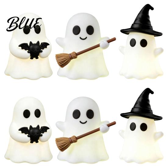 Halloween Party Accents Luminous Mini Ghost Figurines Glow in The Dark Cute PVC Statues Miniature Statue for Micro Landscape Tiered Tray Table