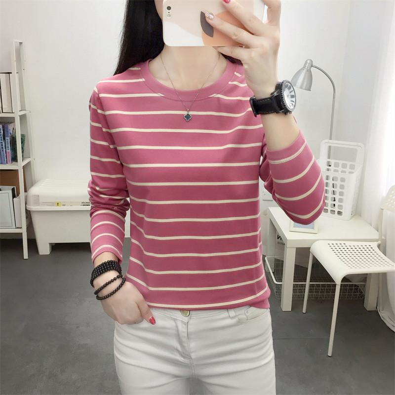 Cotton Striped Oversized Long Sleeve T Shirt For Women Autumn Casual Comfortable Wear