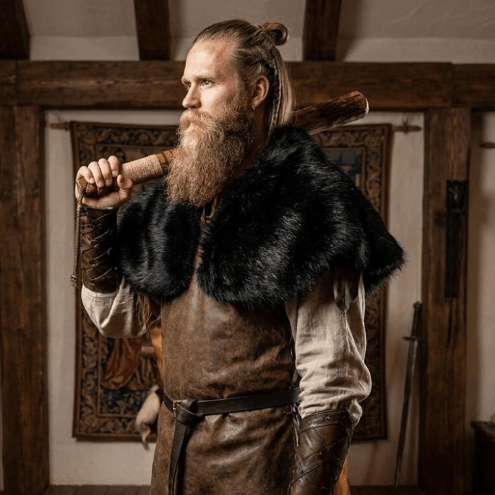 Multicolor Shoulder Cape Plush Viking Costume Cape New Faux Fur Shawl Medieval Costume