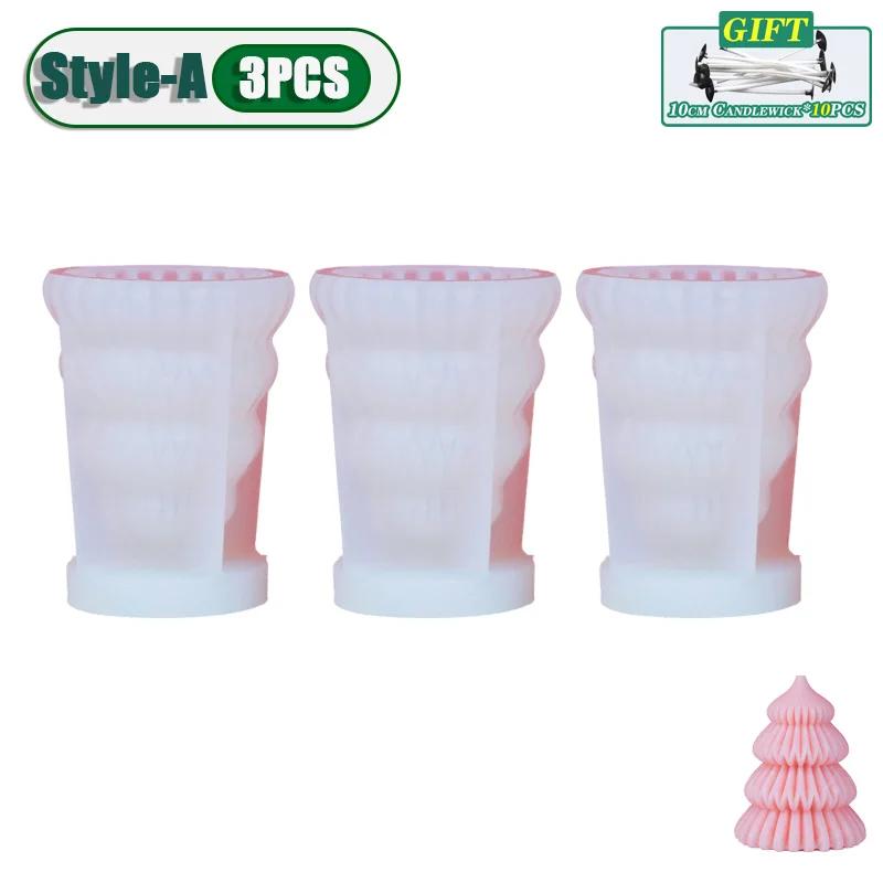 1-20PCS Christmas Tree Silicone Candle Mold Diy Plaster Aromatherapy Candle Mold Handmade Soap Mold Christmas Decoration
