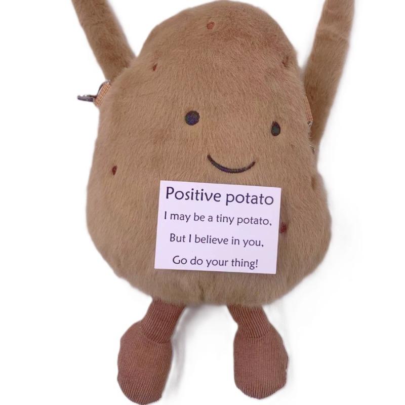 Positive Energy Potato Hug Plush Crossbody Bag Cute Simulation Toy Dolls Plushie Stuffed Fashion Fur Handbag Gift for Girlfriend