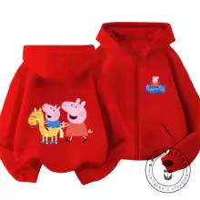 Winter Trendy Casual Zipper Hoodie Cute Cartoon Print Street Style Kids Hooded Top Peppa Pig Children 3 14