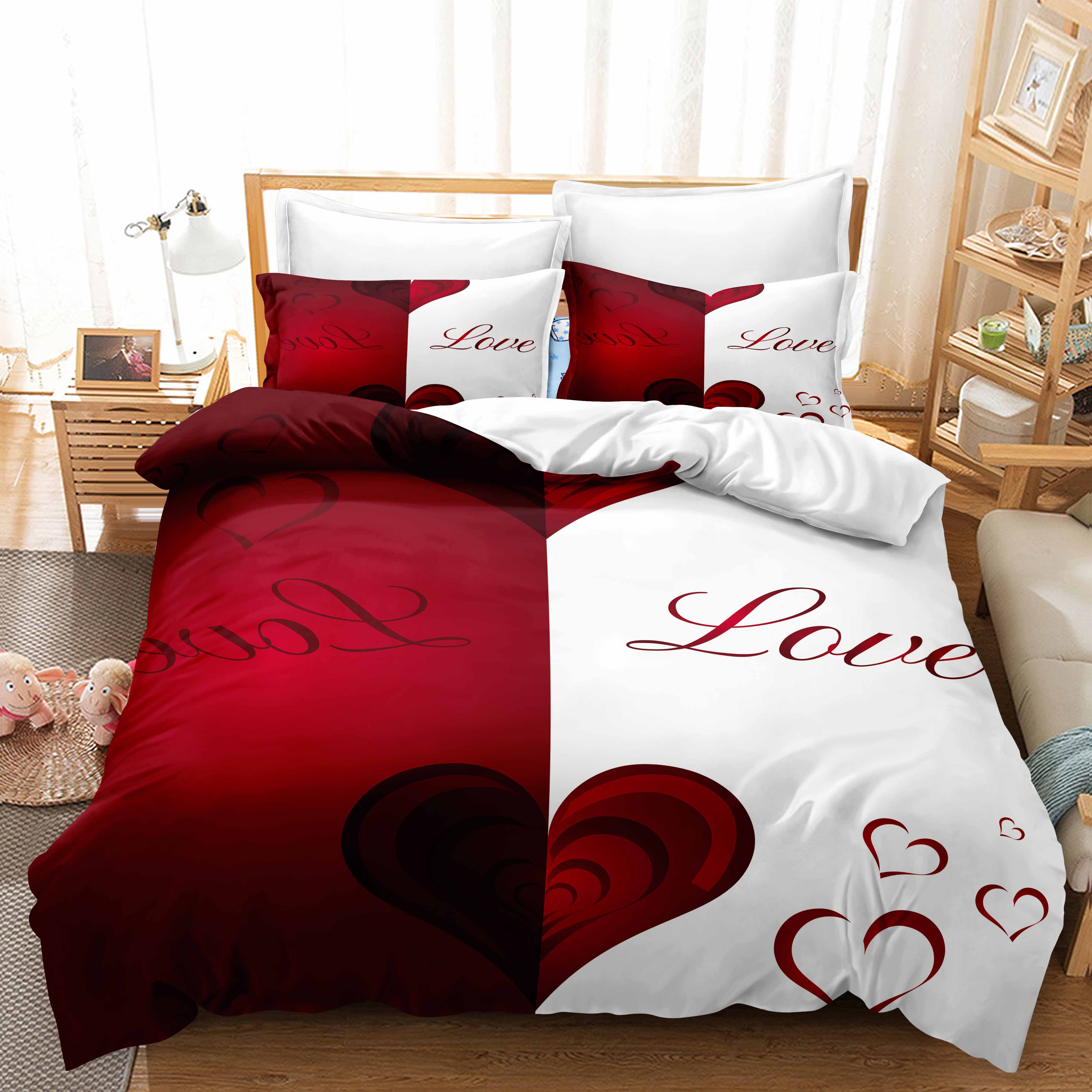 

3D комплект постельного белья «Современная романтическая любовь» для молодоженов, одеяло и наволочка AU240 * 270, супер размер, комната для пары, мягкое украшение для дома AU Double 180x210cm