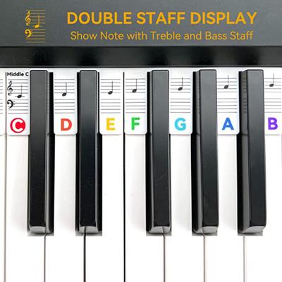 1 Set 88-Tasten-Klaviernoten-Anleitung mit Diskant- und Bass-Abnehmbarem Klavier für Anfänger, abnehmbare Klaviertastatur-Notenetiketten für Kinder