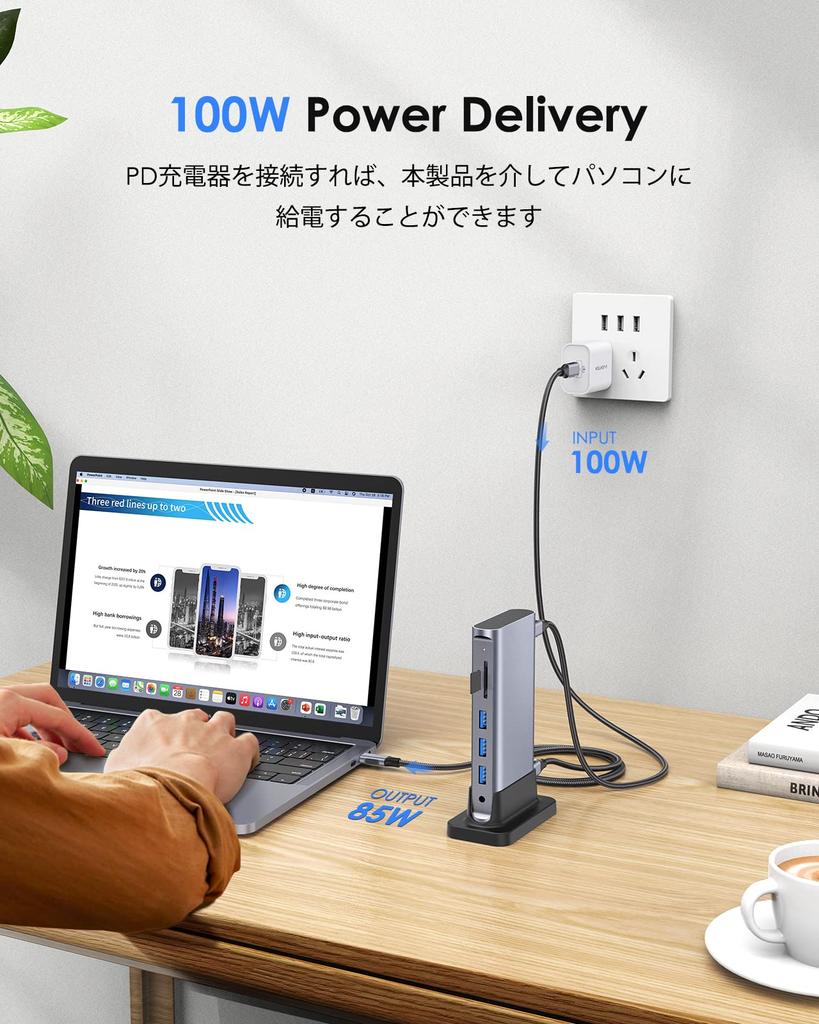 LENTION Vertical Docking Station USB Gigabit Micro Card Wired PD Up to Mini USB Compatible with MacBook Pro iPad Pro Surface Pro and More 11-in-1