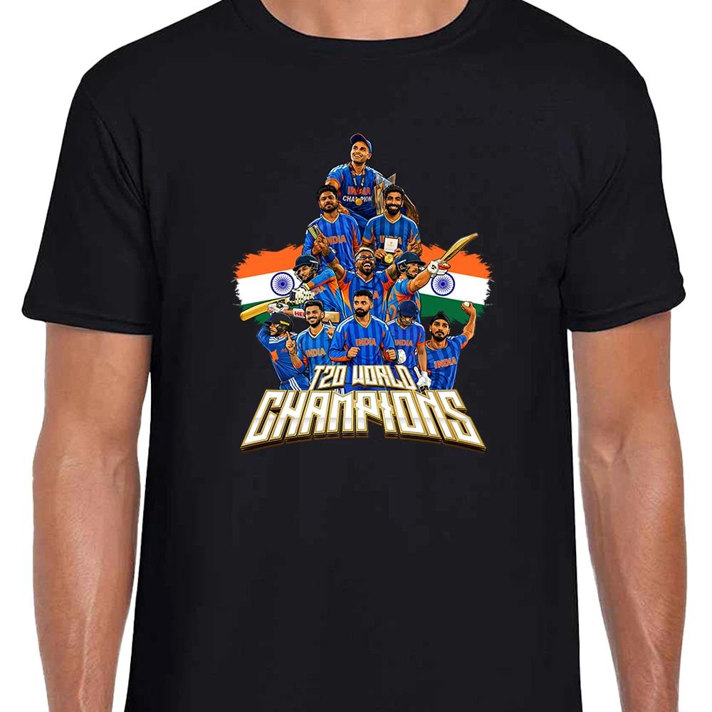 India Cricket World Champions 2026 Black Adult Unisex T-Shirt Tee T20 Cricket 2XL