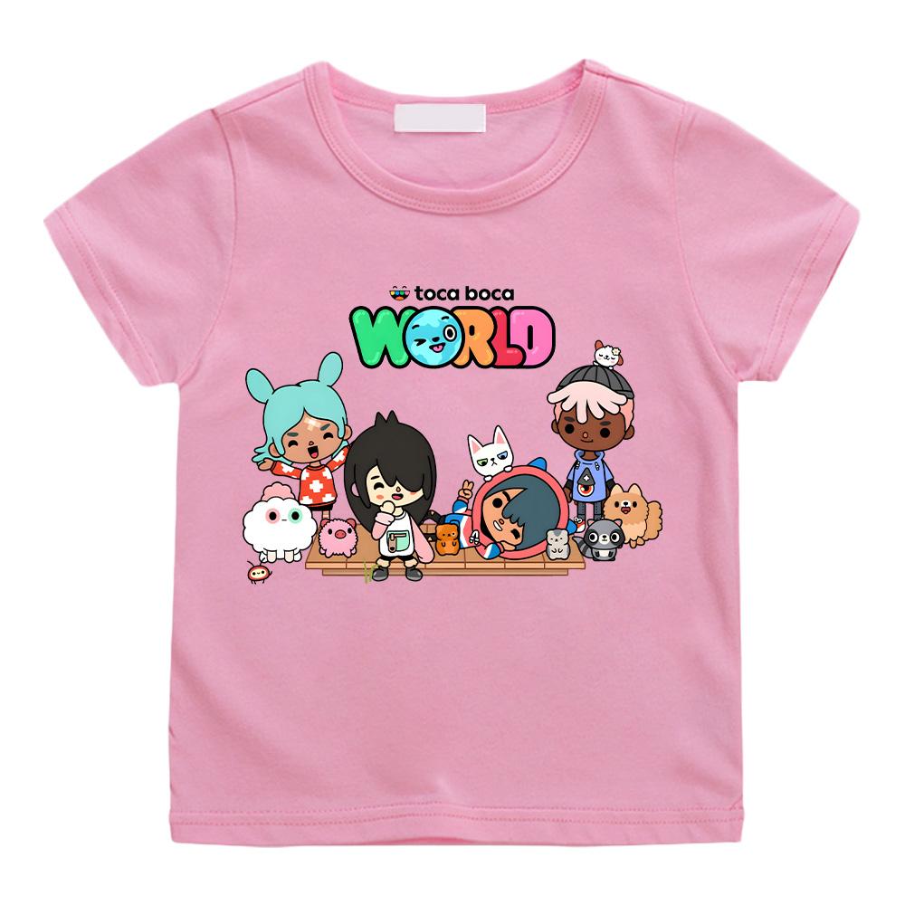 

Toca Boca World Хлопковые Футболки Одежда для Девочек и Мальчиков Игра Toca Life World Футболка Детская Удобная Универсальная Одежда Летние Футболки с Коротким Рукавом 2T розовый