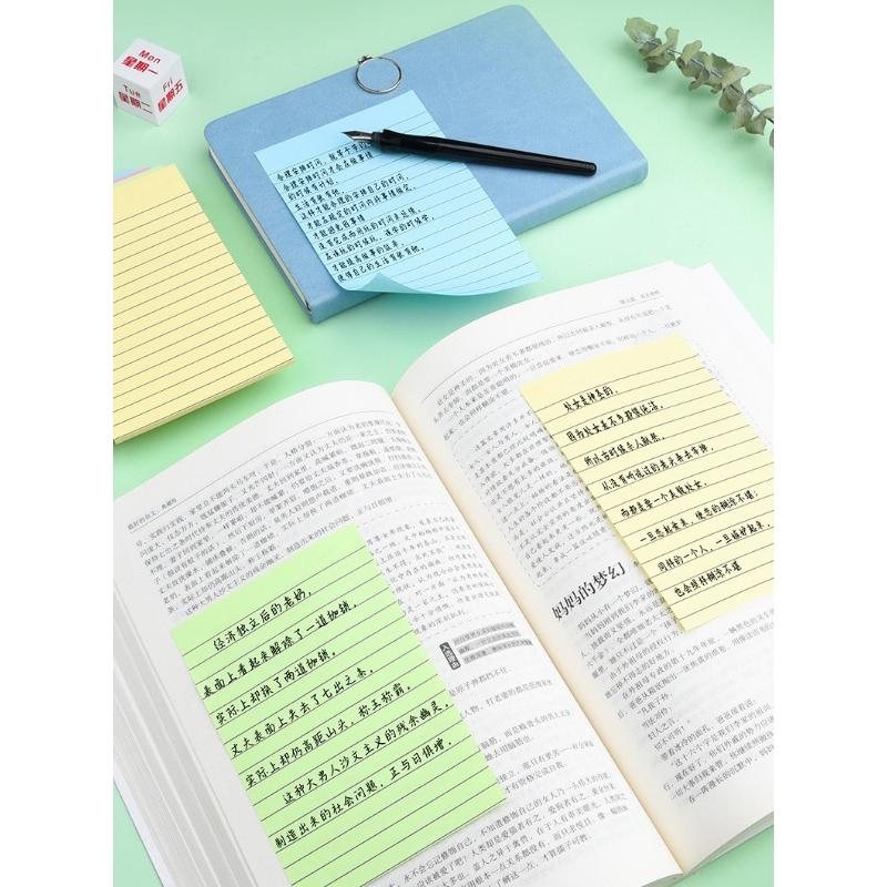 100/200 Pages of Horizontal Line Sticky Notes Paper Notebooks Large Student Office Sticky Notes Notebook Notes
