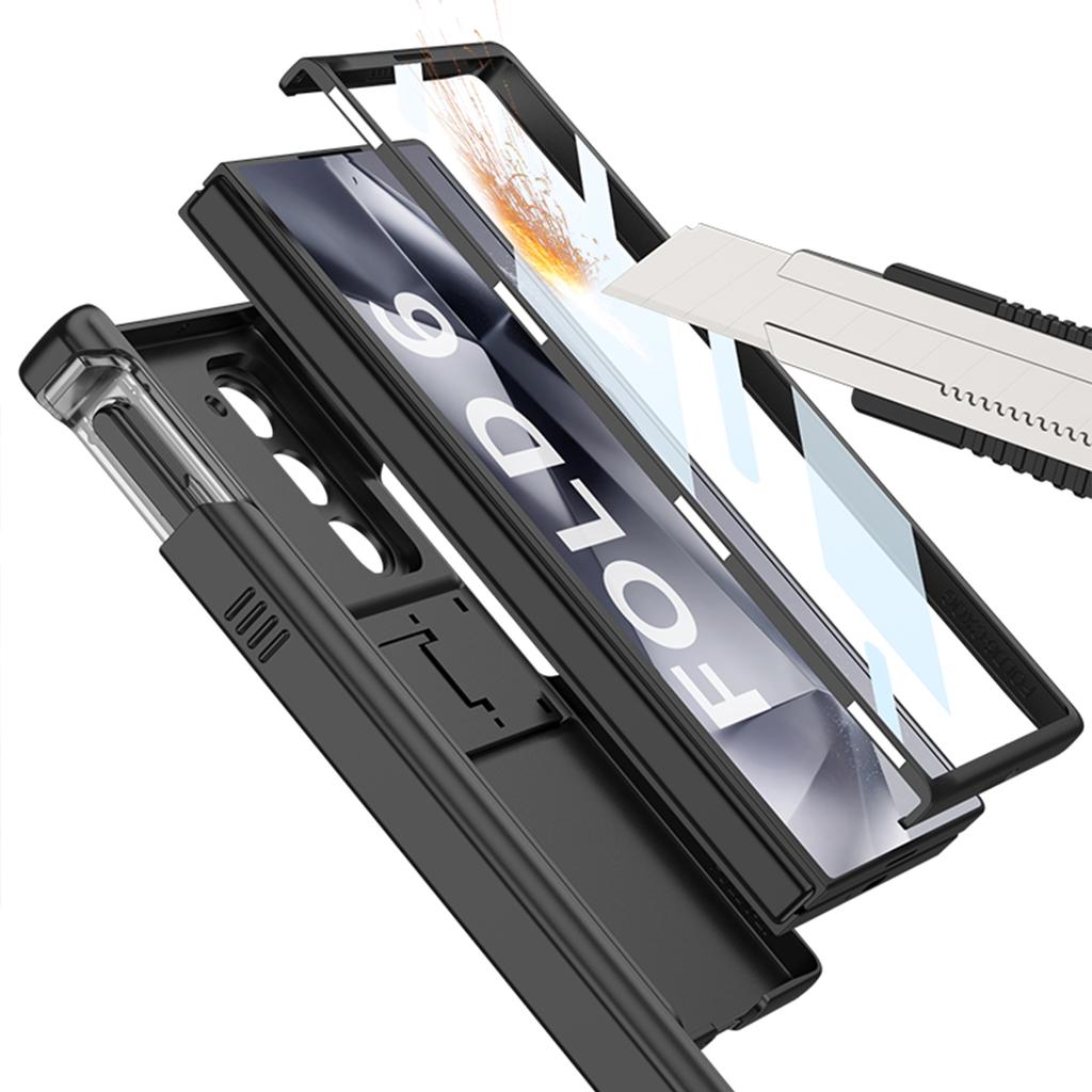 Tvrdý kryt z PC s magnetickým pantem pro Samsung Galaxy Z Fold 6 s držákem na pero, ochranný kryt obrazovky