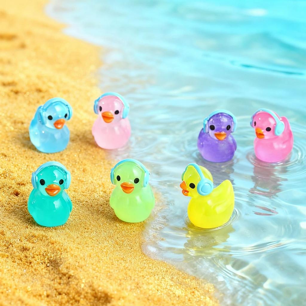 Canard Non Toxique Luminescent dans le Noir Avec Casque 10/20 Pièces Résine Lumineuse Décor Thème Musique Pour Jardin de Fées