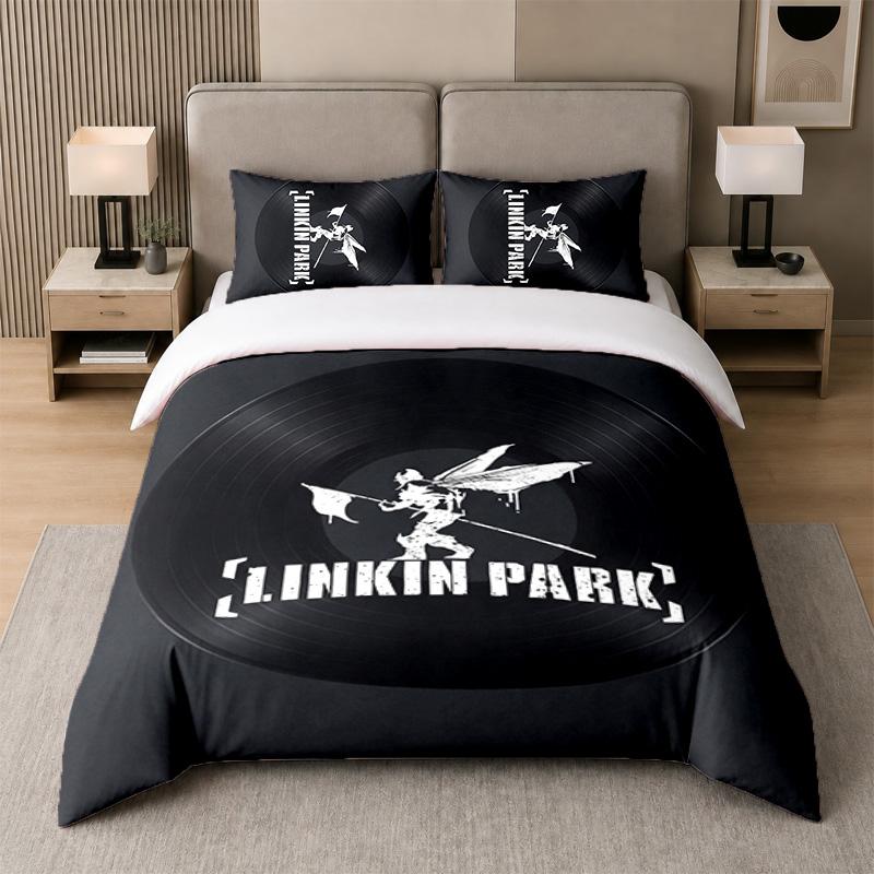Set Biancheria da Letto 3 Pezzi Linkin Park Lenzuolo Morbido e Due Federe Decorazione Camera da Letto