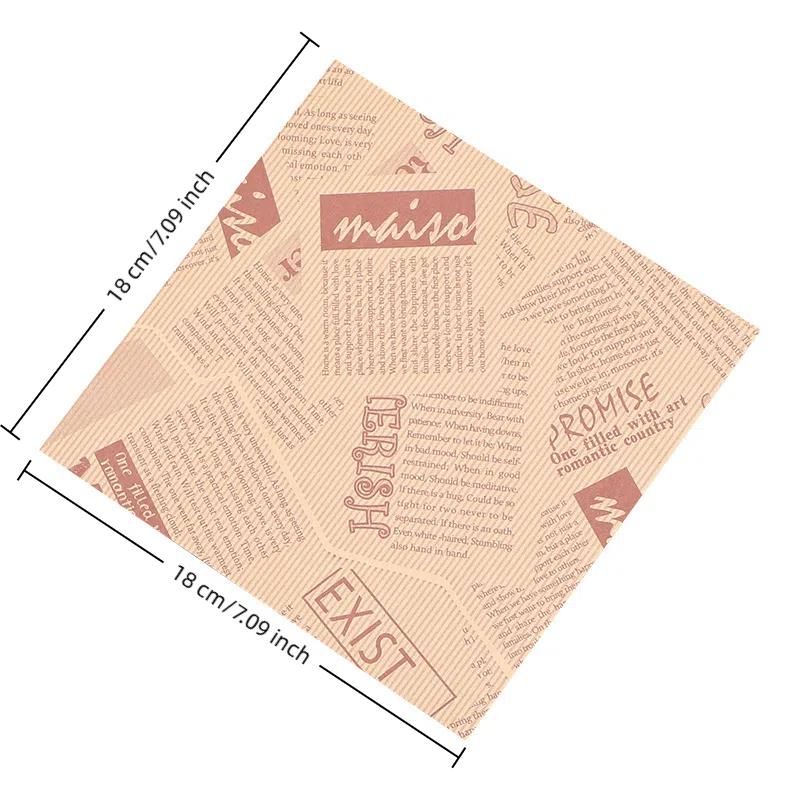 50 Stück Backverpackung Lebensmittelverpackung Fettabweisende Papiertüte Sandwich Donut Brotverpackung Hamburger Küchenzubehör 18*18Cm