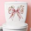 1pc Pink Bow Pattern Bathroom Toilet Sticker, Suitable for Living Room And Bedroom Walls, Window Displays,Decorative Wall Stickers