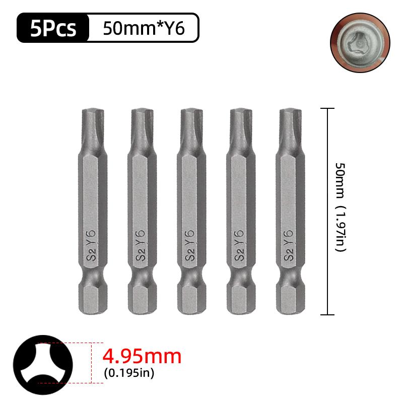 Magnetischer Y-förmiger Schraubendreher-Bit-Satz für Fahrradreparaturwerkzeuge, 1/4 Zoll Sechskantschaft, Y4, Y5, Y6, Y8, 50 mm Schraubendreher-Bit, Handwerkzeug
