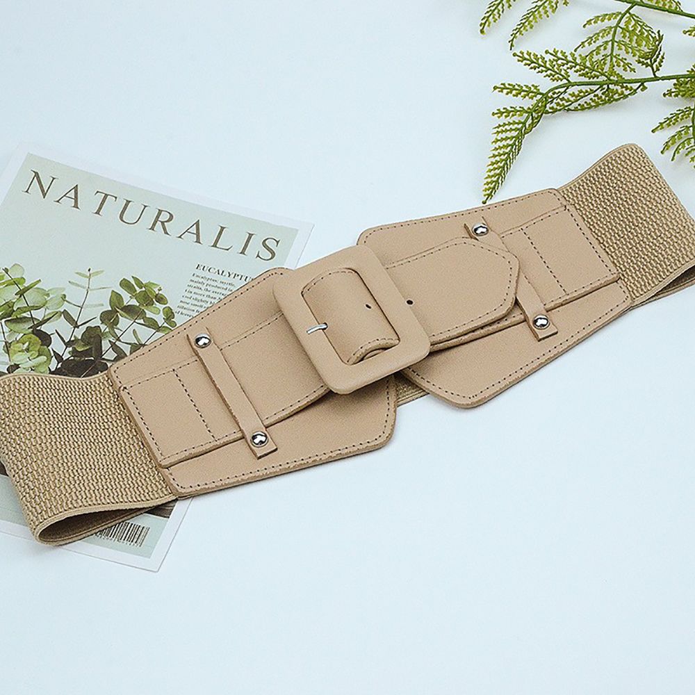 Personality Elastic Female Ladies Canvas Skirt Dress PU Belt Women Waistband Cummerbunds Waist Belt